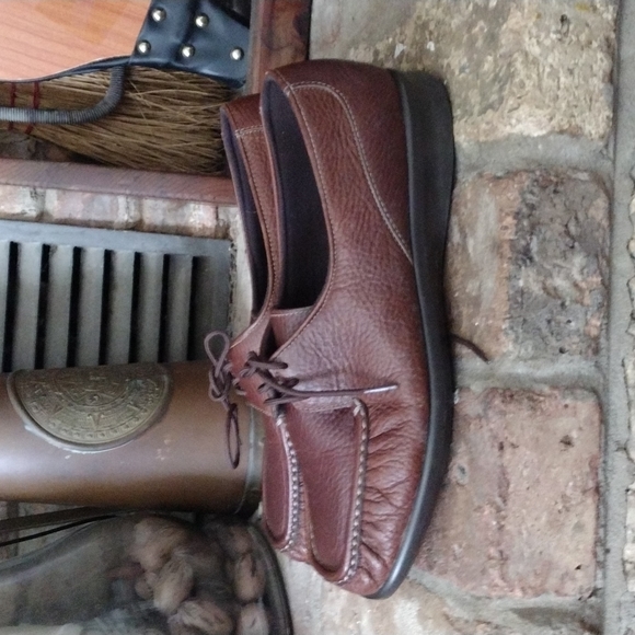 SAS Womens 9m Shoes Leather Moc Toe Lace Up Handcrafted USA Comfort Moccasins - Picture 4 of 9